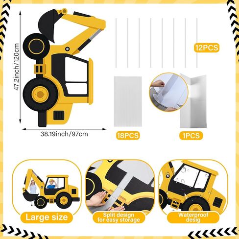 Excavator Truck Cardboard Cutout Standup Construction Party Backdrop Decorations Tractor Photo Booth Props Backdrop for Birthday Wedding Baby Shower Holiday Celebration Decoration in Saudi Arabia