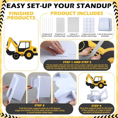Excavator Truck Cardboard Cutout Standup Construction Party Backdrop Decorations Tractor Photo Booth Props Backdrop for Birthday Wedding Baby Shower Holiday Celebration Decoration in Saudi Arabia