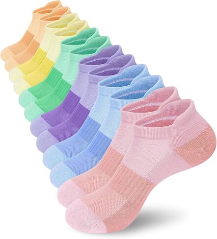 6 أزواج من الجوارب النسائية للكاحل، جوارب قطنية مبطنة للجري منخفضة القطع مع عروة للكعب in Kuwait