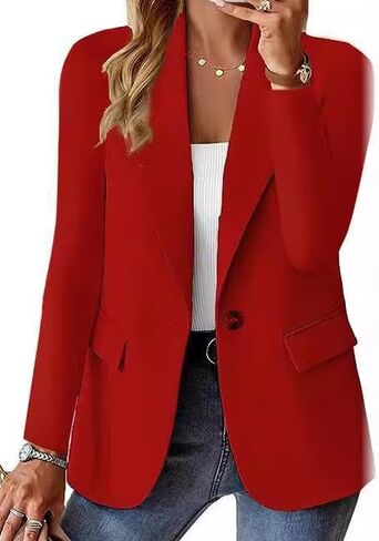Womens Casual Blazers Long Sleeve Lapel Lightweight Open Front Button Down Dressy Business Work Office Suit Jackets in Saudi Arabia