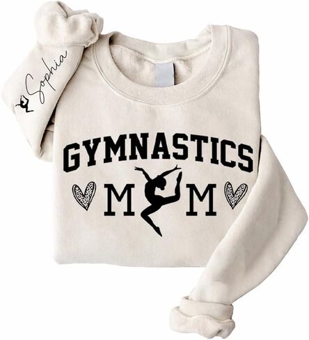 LOVELYPOD Custom Gymnastics Mom Sweatshirt with Kids Name, Personalized Gymnastics Mama Shirt for Women in Saudi Arabia