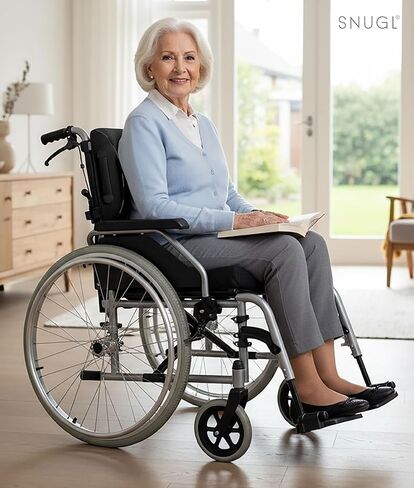 SNUGL Lower Back Support Cushion for Chair and Car Seat Back Support | Memory Foam Back Lumbar Support Cushion with Dual Straps | Ergonomic Office Chair Back Support with Non-Slip Back Layer | Black in Kuwait