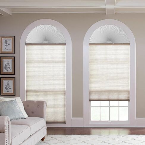 2 حزمة من ظلال النوافذ المقوسة التي تحجب الضوء بنسبة 100%، ستائر نصف دائرية من القماش المطوي نصف دائرية، ظل نصف دائري أعمى مقطوع بحرية لغرف المعيشة وغرف النوم والمكاتب (36 بوصة × 72 بوصة) in Kuwait