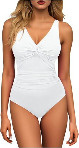 Womens One Piece Swimsuits Tummy Control Full Coverage Bathing Suit Modest Ruched Push Up Slimming Swimwear in Saudi Arabia