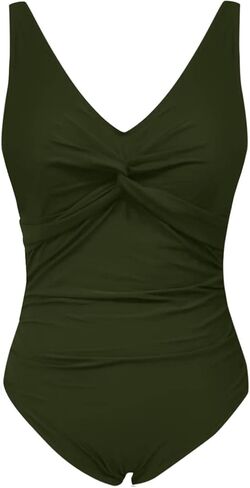 Womens One Piece Swimsuits Tummy Control Full Coverage Bathing Suit Modest Ruched Push Up Slimming Swimwear in Saudi Arabia