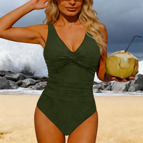 Womens One Piece Swimsuits Tummy Control Full Coverage Bathing Suit Modest Ruched Push Up Slimming Swimwear in Saudi Arabia