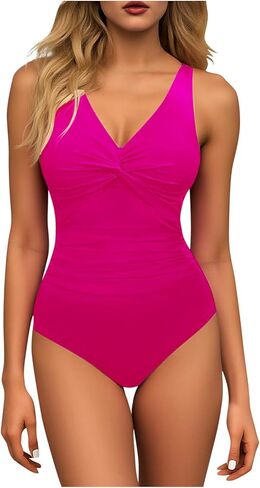 Womens One Piece Swimsuits Tummy Control Full Coverage Bathing Suit Modest Ruched Push Up Slimming Swimwear in Saudi Arabia