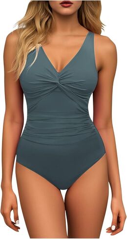 Womens One Piece Swimsuits Tummy Control Full Coverage Bathing Suit Modest Ruched Push Up Slimming Swimwear in Saudi Arabia