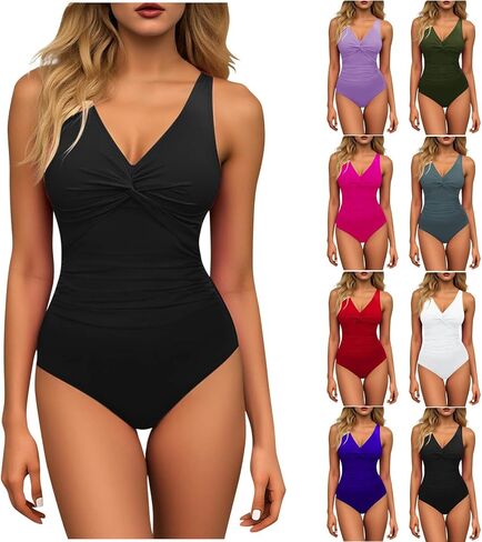 Womens One Piece Swimsuits Tummy Control Full Coverage Bathing Suit Modest Ruched Push Up Slimming Swimwear in Saudi Arabia