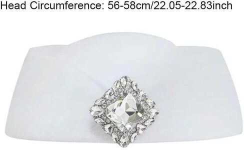 Women Topper Hat, Flat-top Vintage Rhinestone Flight Attendant Hat, Wool Beret Hat Winter Autumn Cap for Casual Formal Events(Style B) in Saudi Arabia