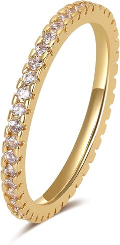 Silver Rings For Women, 18k White Gold Plating And Featuring Round Cubic Zirconia (Cz) Stones, These Stackable Rings Make Exquisite Thoughtful Gifts Special Occasions Such As Birthdays And Weddings in Saudi Arabia