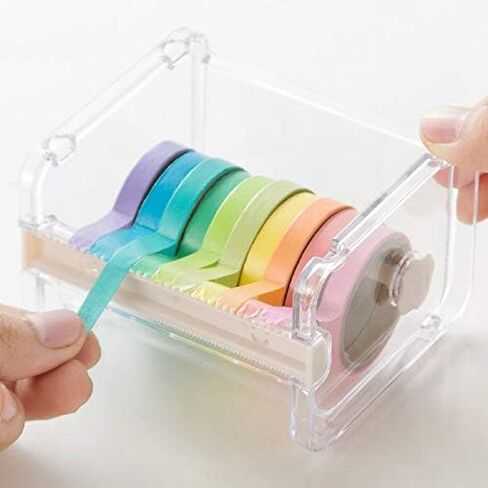 Transparent Visible Washi Packaging Washi Tape Dispenser Cutter Roll Tape Holder Organizer Desktop Office Tape Holder DIY Sticker Roll Tape Cutter Storage Cutting Tape, Adhesives and Fasteners in Saudi Arabia