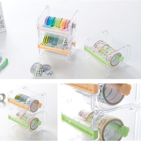 Transparent Visible Washi Packaging Washi Tape Dispenser Cutter Roll Tape Holder Organizer Desktop Office Tape Holder DIY Sticker Roll Tape Cutter Storage Cutting Tape, Adhesives and Fasteners in Saudi Arabia