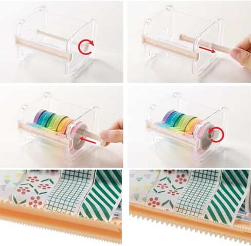 Transparent Visible Washi Packaging Washi Tape Dispenser Cutter Roll Tape Holder Organizer Desktop Office Tape Holder DIY Sticker Roll Tape Cutter Storage Cutting Tape, Adhesives and Fasteners in Saudi Arabia