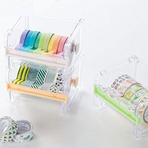 Transparent Visible Washi Packaging Washi Tape Dispenser Cutter Roll Tape Holder Organizer Desktop Office Tape Holder DIY Sticker Roll Tape Cutter Storage Cutting Tape, Adhesives and Fasteners in Saudi Arabia