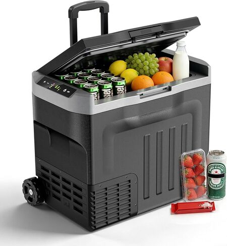 12V Portable Refrigerator, 42 Quart Dual-Voltage 12V/24V DC Car Cooler, -4°F to 68°F Portable Freezer for Car, Truck, RV, Camping, Home, Road Trips，Black in Saudi Arabia