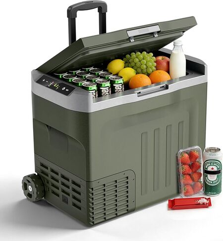 12V Portable Refrigerator, 42 Quart Dual-Voltage 12V/24V DC Car Cooler, -4°F to 68°F Portable Freezer for Car, Truck, RV, Camping, Home, Road Trips，Black in Saudi Arabia