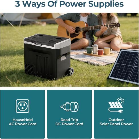 12V Portable Refrigerator, 42 Quart Dual-Voltage 12V/24V DC Car Cooler, -4°F to 68°F Portable Freezer for Car, Truck, RV, Camping, Home, Road Trips，Black in Saudi Arabia