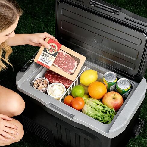12V Portable Refrigerator, 42 Quart Dual-Voltage 12V/24V DC Car Cooler, -4°F to 68°F Portable Freezer for Car, Truck, RV, Camping, Home, Road Trips，Black in Saudi Arabia