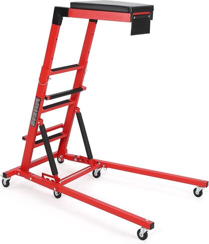 DEXSO Topside Automotive Engine Creeper, Adjustable Height from 48" - 66", 400LBS Capacity Foldable Top Side Creeper for Home Garage Workshop Repair Maintenance,Red in Saudi Arabia