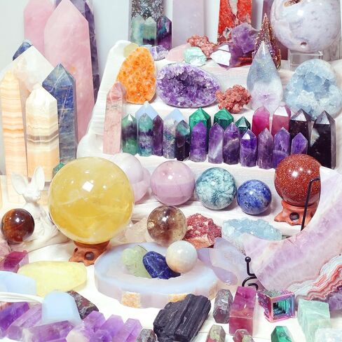 6lb Mystery Crystal Box, Randomly Selected with Polished Natural Crystal, Including Sphere, Tower, Freeform Crystals for Home Office Decoration, Birthday Gifts in Saudi Arabia