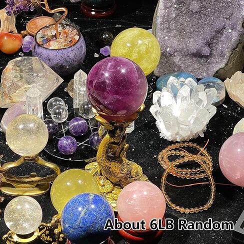 6lb Mystery Crystal Box, Randomly Selected with Polished Natural Crystal, Including Sphere, Tower, Freeform Crystals for Home Office Decoration, Birthday Gifts in Saudi Arabia