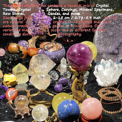 6lb Mystery Crystal Box, Randomly Selected with Polished Natural Crystal, Including Sphere, Tower, Freeform Crystals for Home Office Decoration, Birthday Gifts in Saudi Arabia