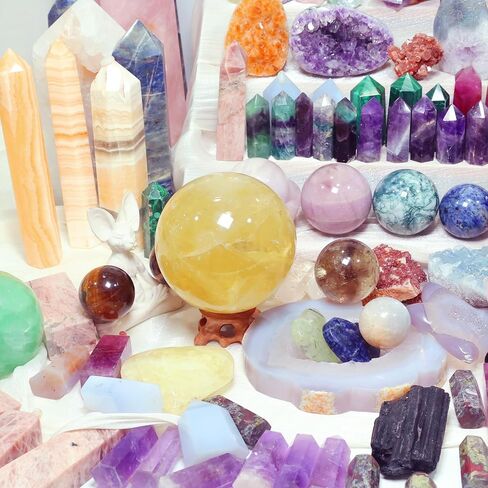 6lb Mystery Crystal Box, Randomly Selected with Polished Natural Crystal, Including Sphere, Tower, Freeform Crystals for Home Office Decoration, Birthday Gifts in Saudi Arabia