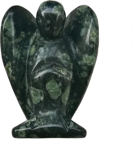 حجر القمر الطبيعي شفاء الملاك الحارس حجر ديكور داخلي، 1.5 بوصة نحت تمثال جيب النخيل، هدية لديكور عيد الميلاد لها in Kuwait