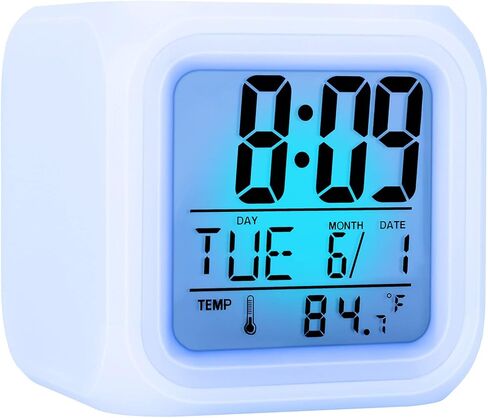Alarm Clock with 7 Color Changing Night Light, Digital Kid Alarm Clocks with Snooze, Wake Up Digital Clock for Room Decor, Temperature, Gift for Girls Boys, Back to School Gifts in Kuwait
