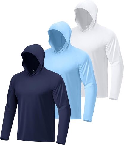 3 قطع من قمصان الصيد للرجال بأكمام طويلة للحماية من أشعة الشمس فوق البنفسجية وخفيفة الوزن بغطاء رأس بعامل حماية من الأشعة فوق البنفسجية 50+ للمشي لمسافات طويلة مع غطاء للرأس in Kuwait
