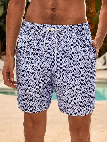 Men's Graphic Swim Trunks Drawstring Waist Quick Dry Swimming Board Shorts in Saudi Arabia