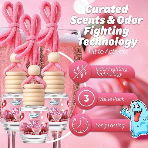 معطر هواء معلق للسيارة - رائحة تدوم طويلاً، مزيل للرائحة، مستلزمات منزلية، موزع عطور للسيارة المنعشة - 3 عبوات - بلون الشمبانيا الوردي in Kuwait