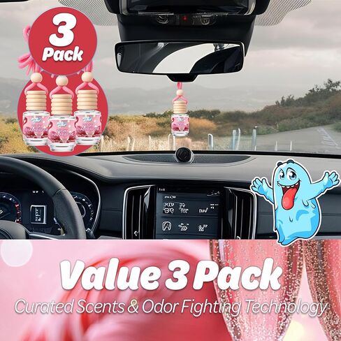 معطر هواء معلق للسيارة - رائحة تدوم طويلاً، مزيل للرائحة، مستلزمات منزلية، موزع عطور للسيارة المنعشة - 3 عبوات - بلون الشمبانيا الوردي in Kuwait