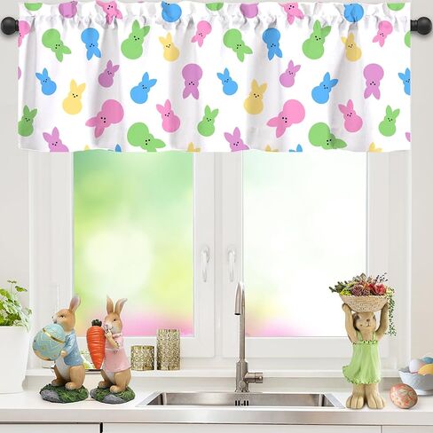 Limike Easter Bunny Valances for Windows, Butterfly Easter Egg Kitchen Curtains Valances, Rod Pocket Window Valance Curtains for Living Room Bedroom 54" W x 18" L, 1 Panel in Saudi Arabia