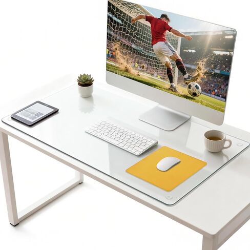 Tempered Glass Desk Pad to Protect Desk,Clear Office Desk Pad for Keyboard and Computer Monitor,Glass Desk Mat for Desktop Dry Erase,20 x 32 inch in Saudi Arabia