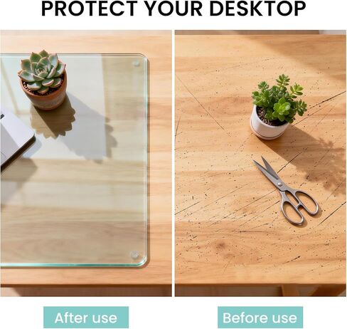 Tempered Glass Desk Pad to Protect Desk,Clear Office Desk Pad for Keyboard and Computer Monitor,Glass Desk Mat for Desktop Dry Erase,20 x 32 inch in Saudi Arabia