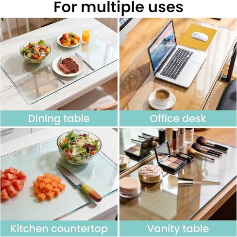 Tempered Glass Desk Pad to Protect Desk,Clear Office Desk Pad for Keyboard and Computer Monitor,Glass Desk Mat for Desktop Dry Erase,20 x 32 inch in Saudi Arabia