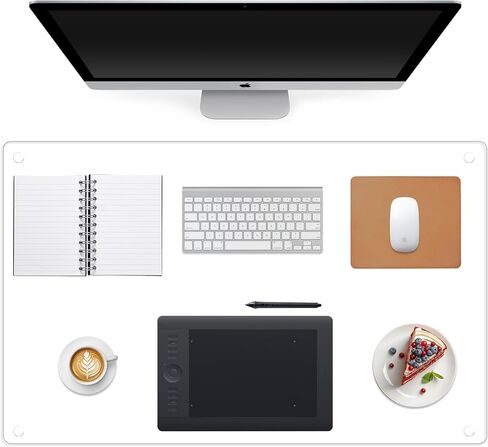 Tempered Glass Desk Pad to Protect Desk,Clear Office Desk Pad for Keyboard and Computer Monitor,Glass Desk Mat for Desktop Dry Erase,20 x 32 inch in Saudi Arabia