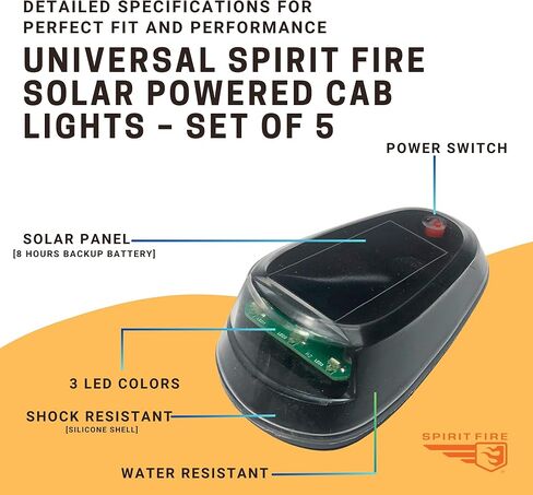 SPIRIT FIRE Solar Cab Lights: Premium No Drill Wireless LED Lights - Ambient Amber Roof Lights for Pickup Trucks, Golf Carts & SUVs - Made in USA, Water-Resistant, Automotive Grade Adhesive - 5 Pack in Saudi Arabia