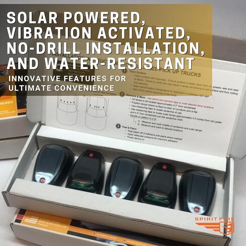 SPIRIT FIRE Solar Cab Lights: Premium No Drill Wireless LED Lights - Ambient Amber Roof Lights for Pickup Trucks, Golf Carts & SUVs - Made in USA, Water-Resistant, Automotive Grade Adhesive - 5 Pack in Saudi Arabia