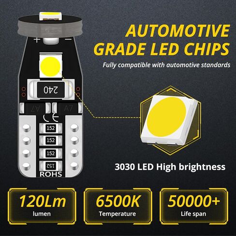 حزمة من 2 T10 3030 3smd مصابيح LED بيضاء فائقة السطوع 168 2825 194 شرائح CANBUS لأضواء لوحة الترخيص شاحنة ضوء داخلي قبة ضوء خريطة ضوء باب ضوء علامة مجاملة داخل ضوء السيارة in Kuwait