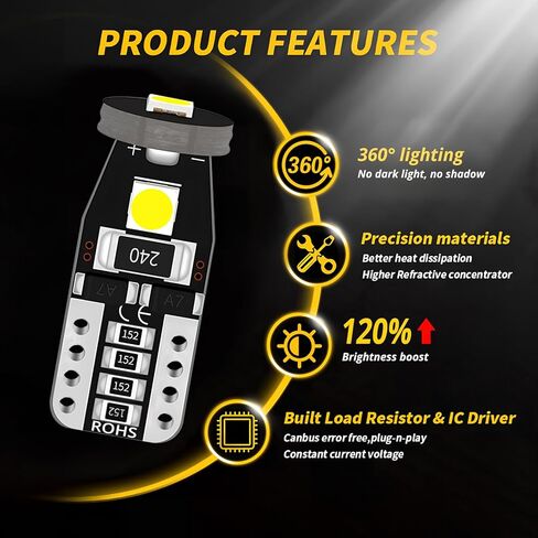 حزمة من 2 T10 3030 3smd مصابيح LED بيضاء فائقة السطوع 168 2825 194 شرائح CANBUS لأضواء لوحة الترخيص شاحنة ضوء داخلي قبة ضوء خريطة ضوء باب ضوء علامة مجاملة داخل ضوء السيارة in Kuwait