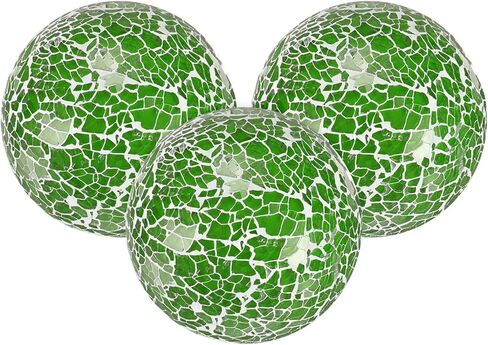 3-Pack Decorative Ball for Bowls, 2.4 Inch Mosaic Glass Balls Decorative Glass Orbs for Home Decor/Dining Tables/Wedding Party/Coffee Table/Centerpiece Decor [White] in Saudi Arabia