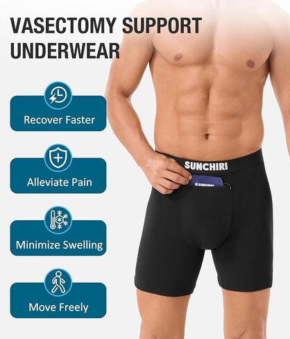 2 Pack Vasectomy Underwear with 2 Ice Packs, Zip Pocket Design Long Boxers for Testicular Support & Pain Relief in Saudi Arabia