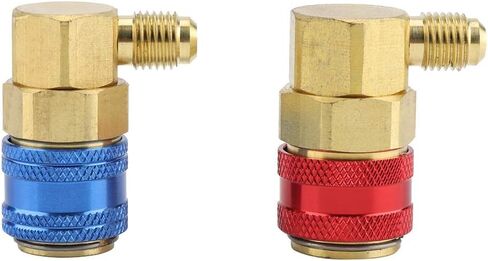 Brass R134a Car Air Condition Fluoride Joints Quick Couplers, Reliable and High Flow Connectors for Refrigerant Systems, Suitable for Valve Access, Blue + Red, 2pcs in Saudi Arabia