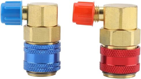 Brass R134a Car Air Condition Fluoride Joints Quick Couplers, Reliable and High Flow Connectors for Refrigerant Systems, Suitable for Valve Access, Blue + Red, 2pcs in Saudi Arabia