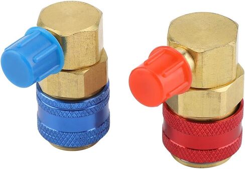 Brass R134a Car Air Condition Fluoride Joints Quick Couplers, Reliable and High Flow Connectors for Refrigerant Systems, Suitable for Valve Access, Blue + Red, 2pcs in Saudi Arabia