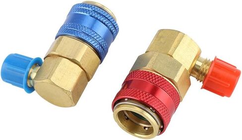 Brass R134a Car Air Condition Fluoride Joints Quick Couplers, Reliable and High Flow Connectors for Refrigerant Systems, Suitable for Valve Access, Blue + Red, 2pcs in Saudi Arabia
