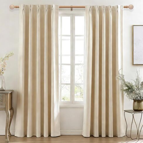 Boho Wood Curtain Rod, Decorative Curtain Rods for Windows 48 to 84 Inch with Handmade Wood Grain Leaf Finials, 1 Inch Adjustable Heavy Duty Vintage Rustic Window Treatment Rods, Easy Install in Kuwait
